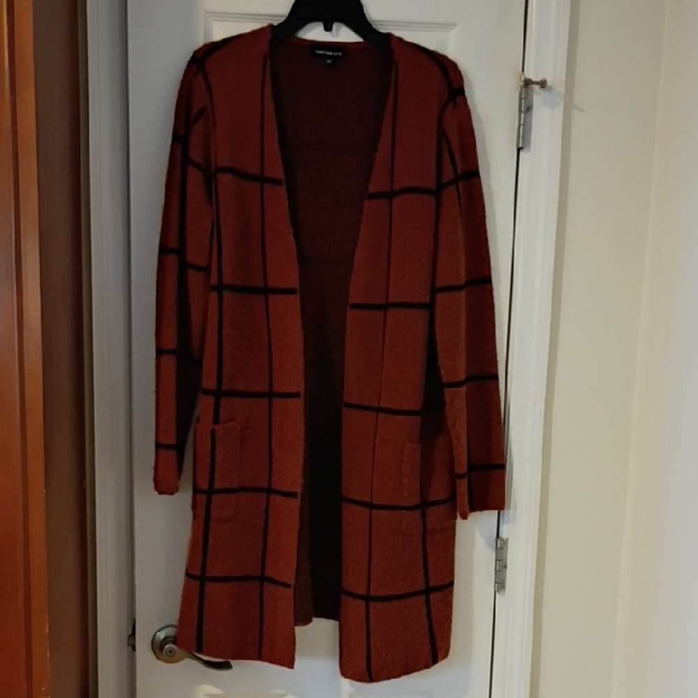 Fortune & Ivy Rust Sweater Coatigan, L